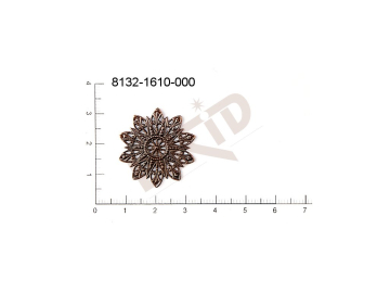 Filigree, fancy shape, plant motives flowers, flower motives , without  loops 27.0mm