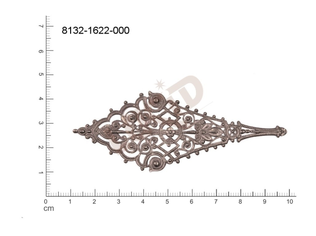 Filigree, fancy shape, other, without  loops, cut-out 88.0x34.0mm