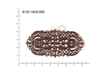 Filigree, fancy shape, oval, without  loops 75.0x37.0mm