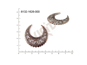 Filigree, fancy shape, halfmoons , without  loops , cut-out, 36.0x34.0mm