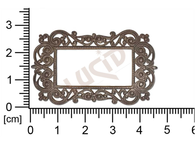 Filigrán, tvarový výlisek, čtyřúhelník bez oček  prořezávaný 46.0x28.0mm