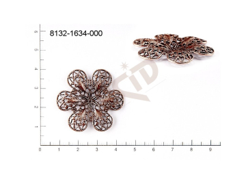 Filigree, fancy shape, plant motives flowers, flower motives , without  loops 36.0mm