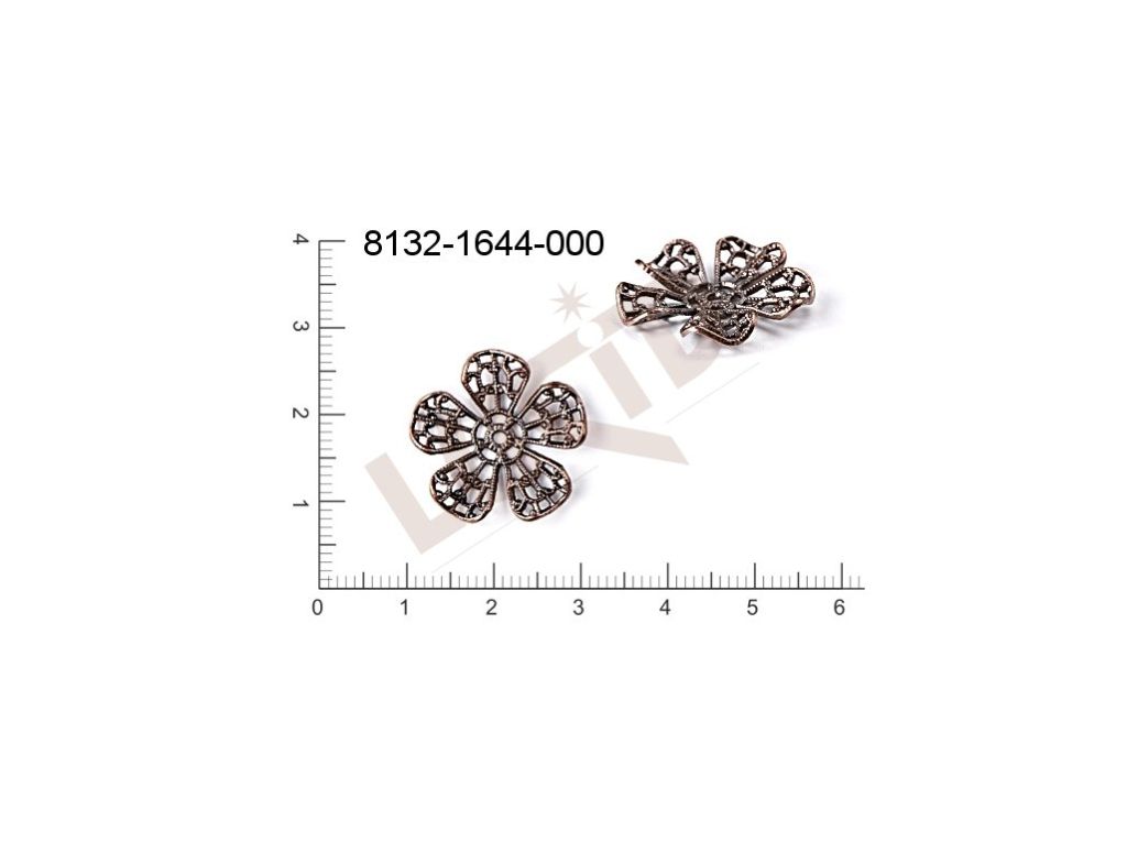 Filigree, fancy shape, plant motives flowers, flower motives , without  loops 20.0x20.0mm