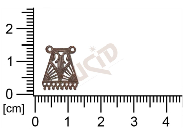 Filigrán, tvarový výlisek, čtyřúhelník s 2 očky  prořezávaný 14.0x11.0mm