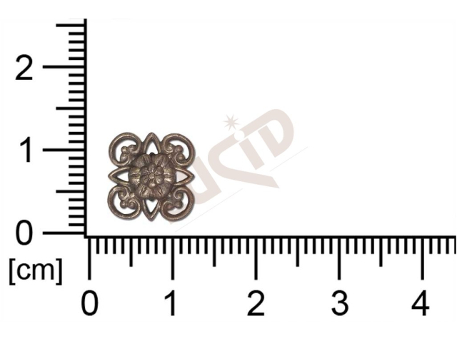 Filigrán, tvarový výlisek, čtyřúhelník bez oček  prořezávaný 11.0x11.0mm