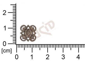 Filigrán, tvarový výlisek, čtyřúhelník bez oček  prořezávaný 11.0x11.0mm