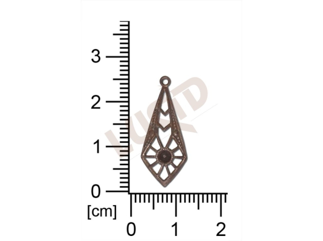 Filigrán, tvarový výlisek, slza s 1 očkem  prořezávaný 25.0x10.0mm