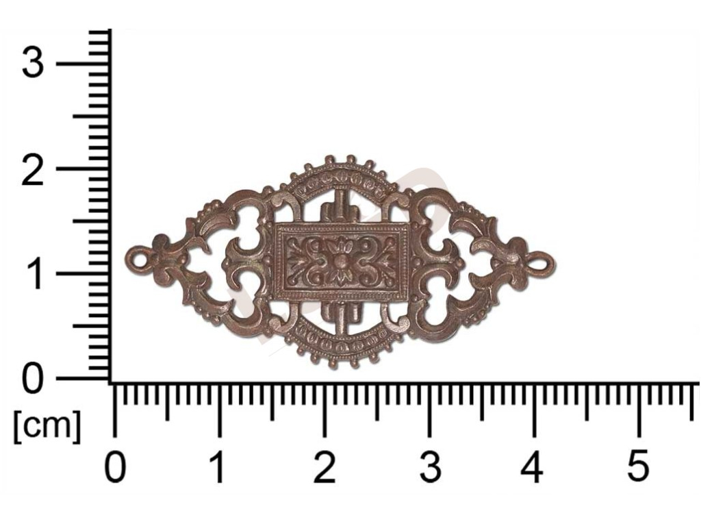 Filigrán, tvarový výlisek, ovál s 1 očkem  prořezávaný 41.0x21.0mm