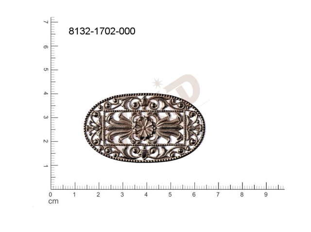 Filigrán, tvarový výlisek, ovál, bez oček  prořezávaný 51.0x29.0mm