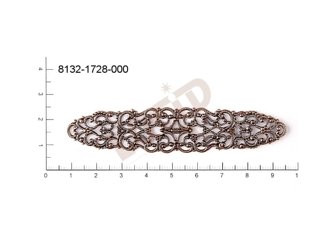 Filigree, fancy shape, oval, without  loops 87.0x18.0mm