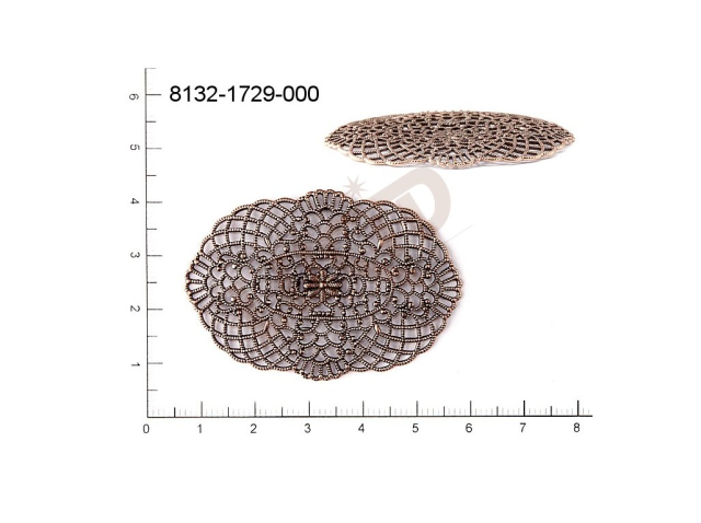 Filigree, fancy shape, oval, without  loops 51.0x35.0mm