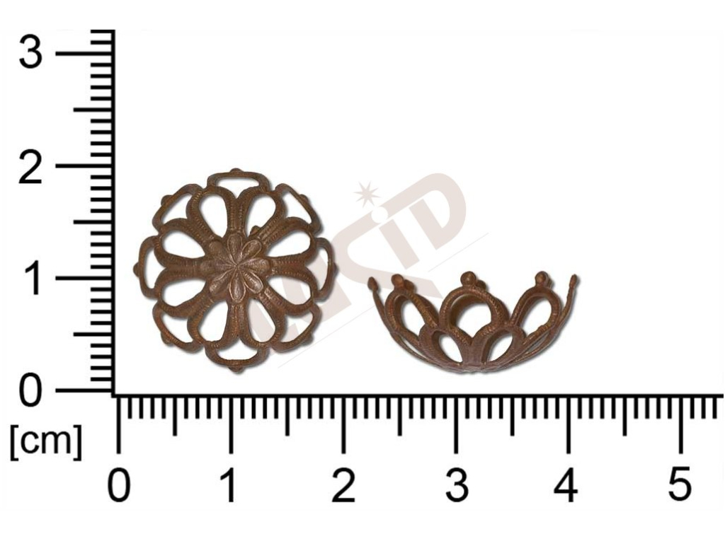 Filigrán, tvarový výlisek, kaplíky bez oček  prořezávaný 18.0mm