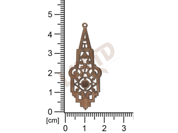 Filigrán, tvarový výlisek, slza s 1 očkem  prořezávaný 45.0x17.0mm