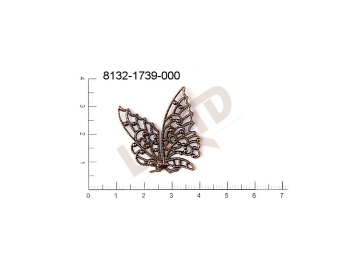 Filigree, fancy shape, animals, butterflies , without  loops 30.0x26.0mm