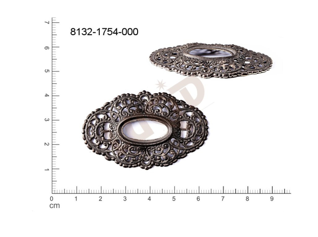 Filigree, fancy shape, oval, without  loops 51.0x33.0mm