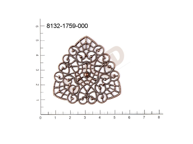 Filigree, fancy shape, triangles, without  loops 47.0x47.0mm