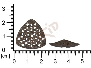 Filigrán, tvarový výlisek, trojúhelník bez oček  prořezávaný