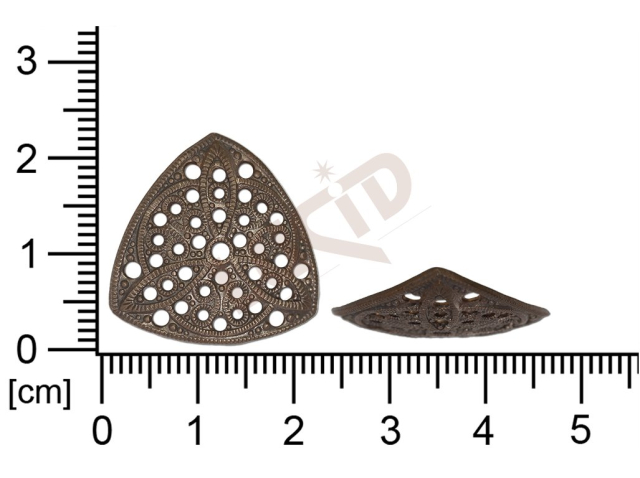Filigrán, tvarový výlisek, trojúhelník bez oček  prořezávaný