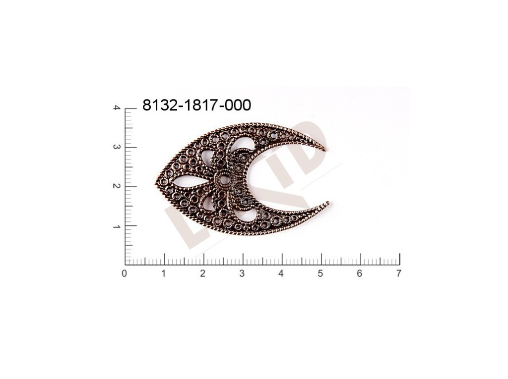 Filigree, fancy shape, other, without  loops, cut-out 45.0x30.0mm