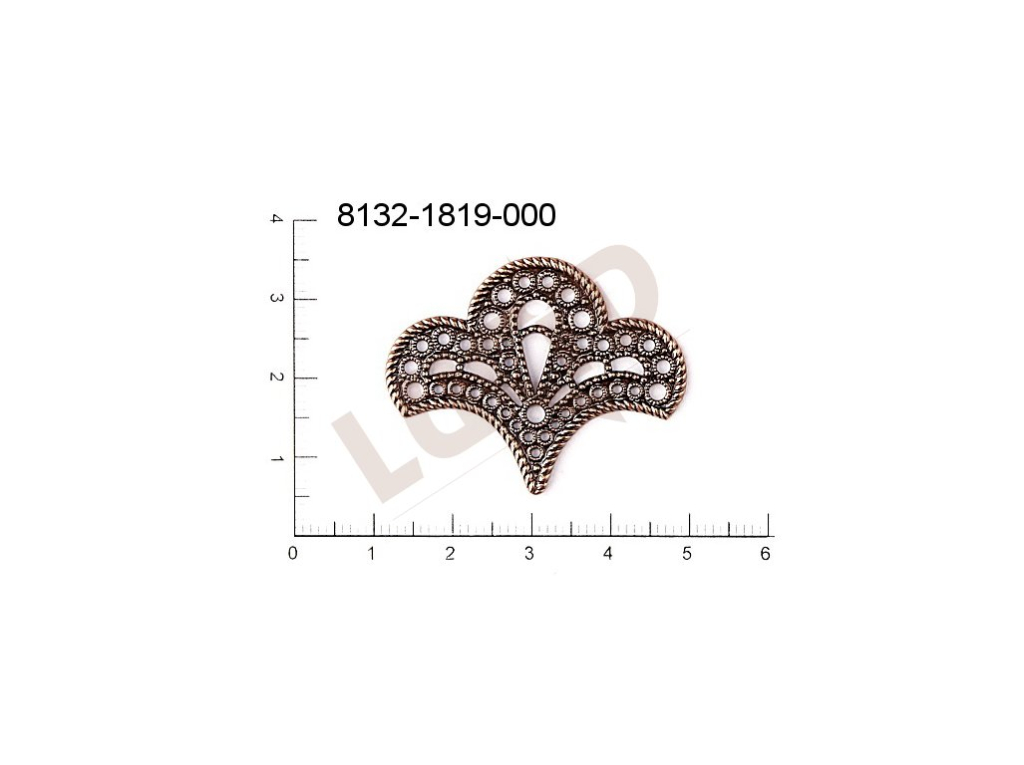 Filigree, fancy shape, other, without  loops, cut-out 35.0x30.0mm