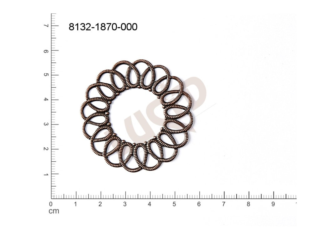 Filigree, fancy shape, round, without  loops 46.0mm