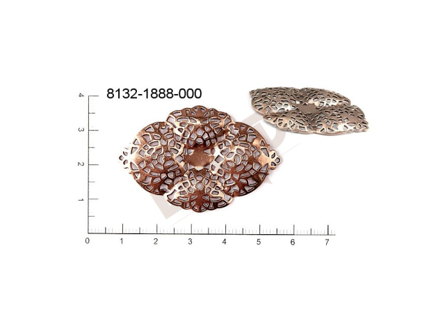 Filigree, fancy shape, other, without  loops, cut-out 48.0x31.0mm