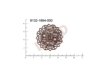 Filigree, fancy shape, round, without  loops 34.0mm