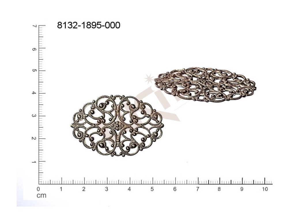 Filigree, fancy shape, oval, without  loops 42.1x274mm