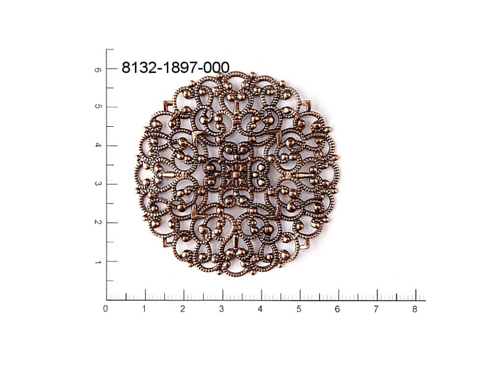 Filigree, fancy shape, round, without  loops 53.0mm