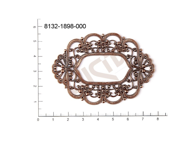 Filigree, fancy shape, oval, without  loops 68.0x48.0mm