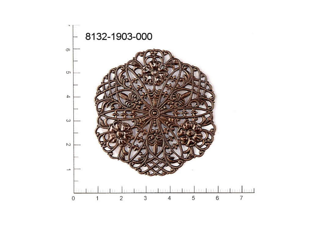 Filigree, fancy shape, round, without  loops 53.0mm