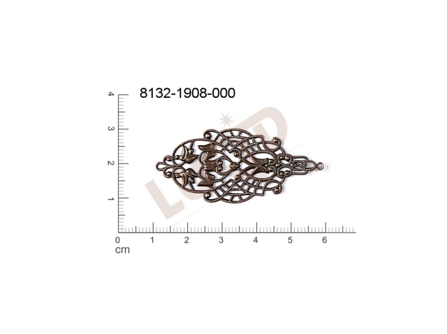 Filigree, fancy shape, other, with 1 loop, cut-out 49.0x22.0mm