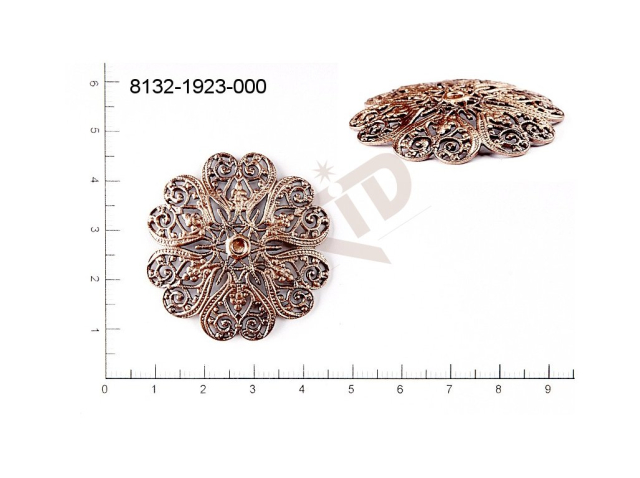 Filigree, fancy shape, plant motives flowers, flower motives , without  loops 38.0mm