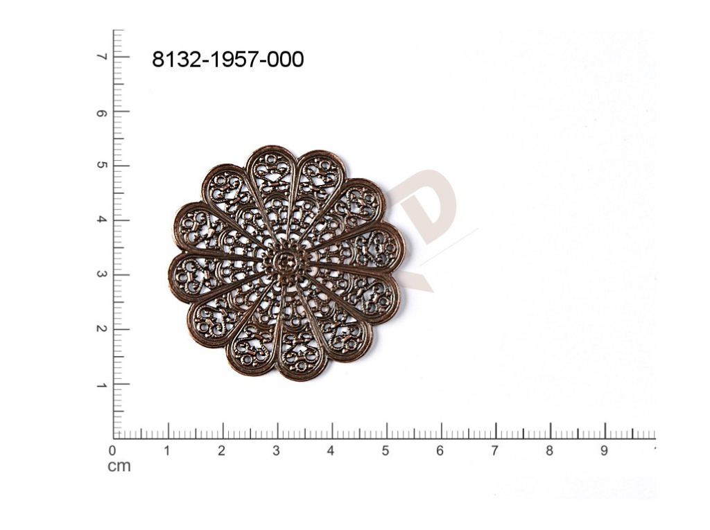 Filigree, fancy shape, round flowers, flower motives , without  loops 44.0mm