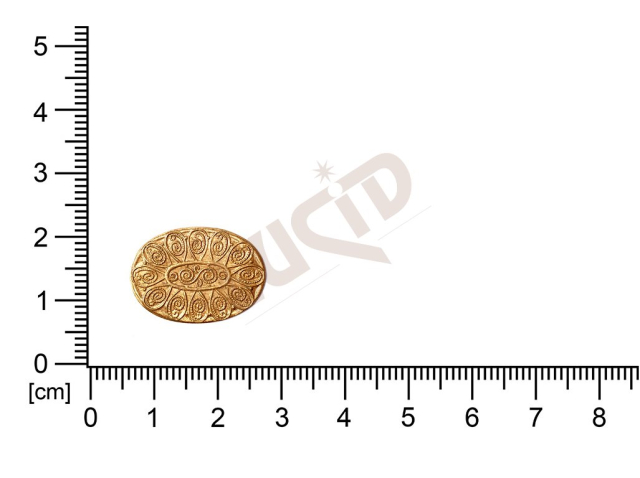 Filigrán, tvarový výlisek, ovál, bez oček  21.0x15.0mm