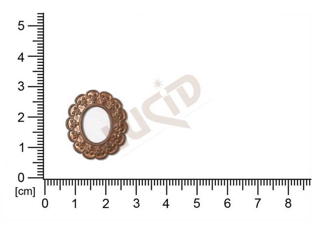 Filigrán, tvarový výlisek,  oválný, bez oček  23x21mm