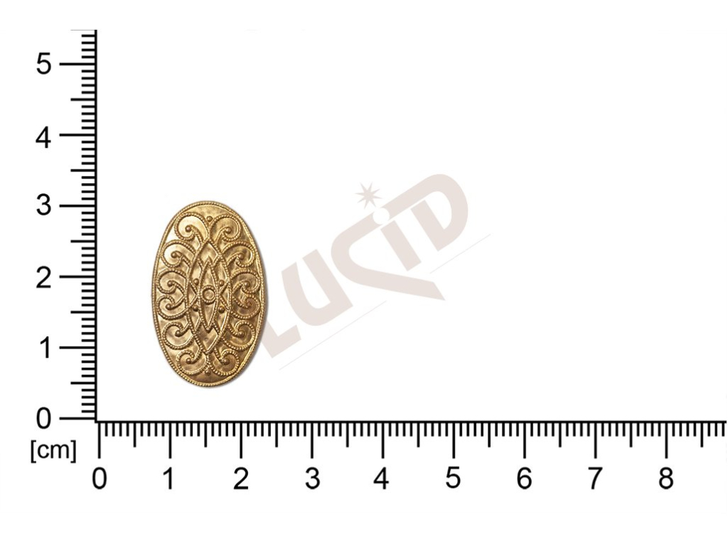Filigrán, tvarový výlisek,  oválný, bez oček  27x17mm