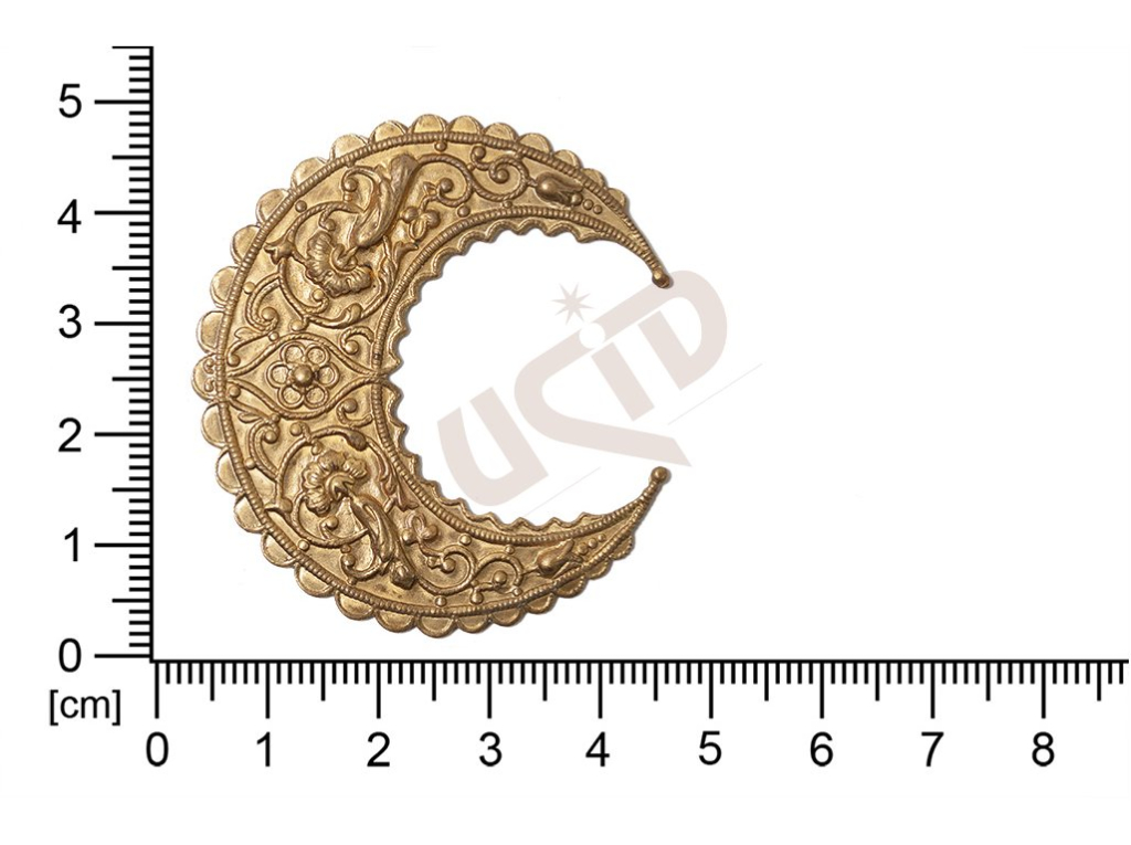Filigrán, tvarový výlisek, půlměsíc bez oček  48x44mm