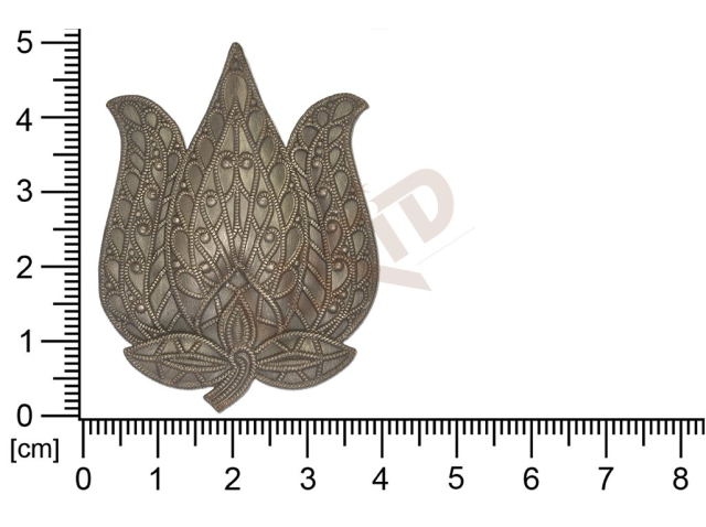 Filigrán, tvarový výlisek, list, 50x37mm, tvarovaný, neprořezávaný