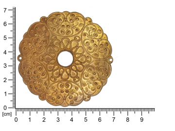 Filigree, fancy shape, round, with 2 loops 