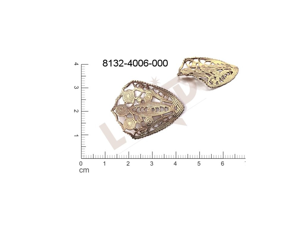 Filigree, fancy shape, other, without  loops, cut-out 30.0x25.0mm