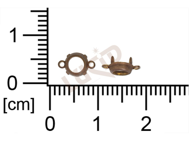 Stone setting, round, Stone ss20,0, chanell, open, with prongs, 2 loops