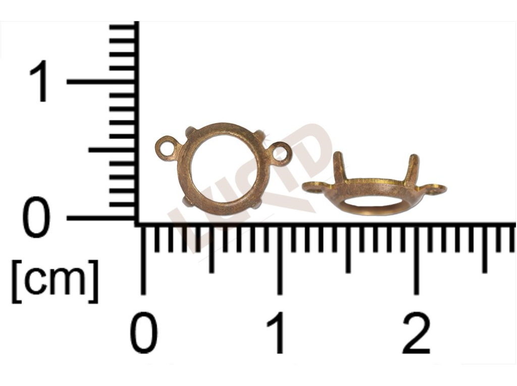 Stone setting, round, Stone ss30,0, chanell, open, with prongs, 2 loops