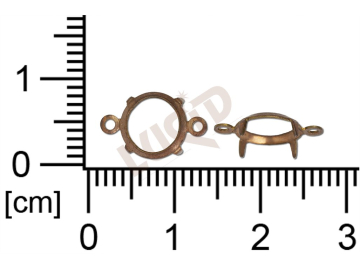 Stone setting, round, Stone ss35, chanell, open, with prongs, 2 loops