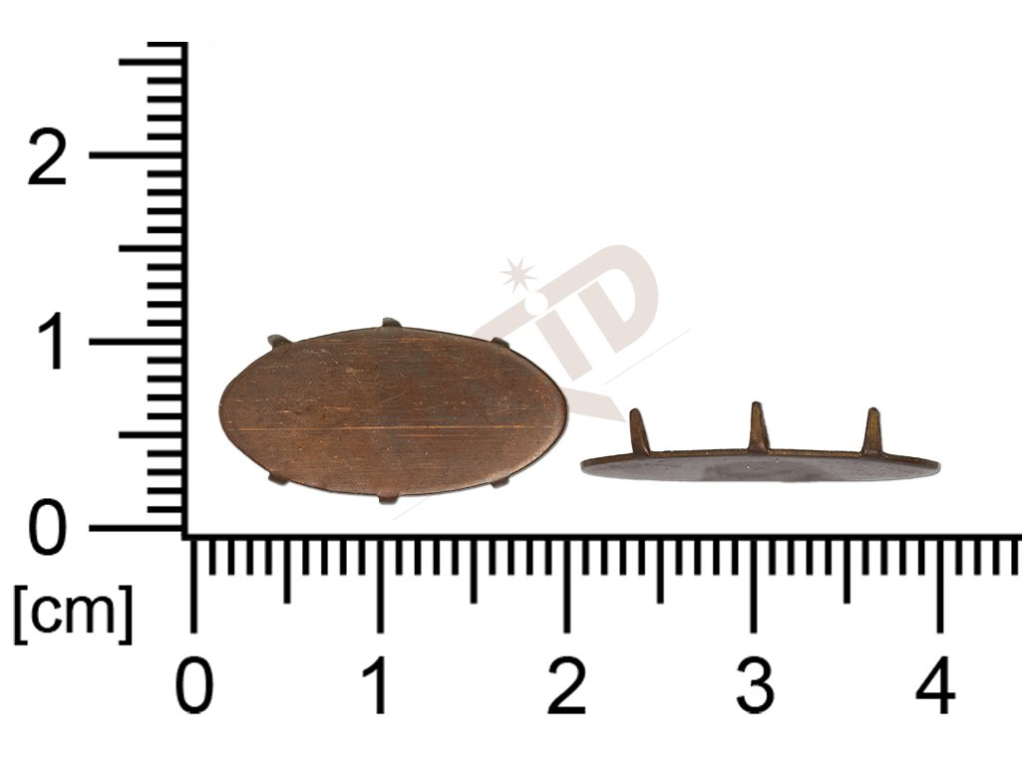 Kotlík ovál, kámen 18.0x9.0mm, se dnem, s krapnami, bez okraje