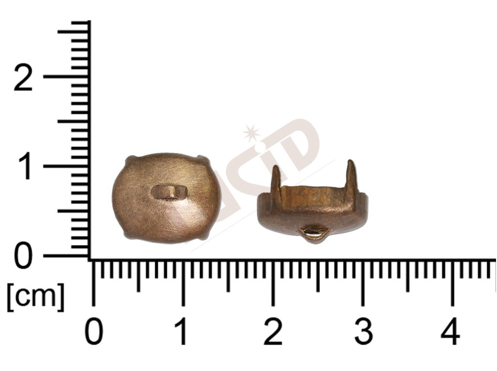 Kotlík ovál, kámen knoflíkový, 12.0x10.0mm, se dnem, s krapnami