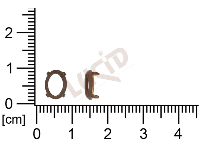 Kotlík, ovál, kámen 8.0x6.0mm, šanelový, bez dna, s krapnami