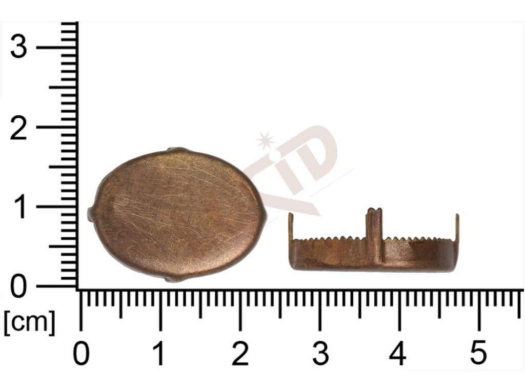 Kotlík ovál, kámen 20.0x15.0mm, plochý, se dnem, s krapnami