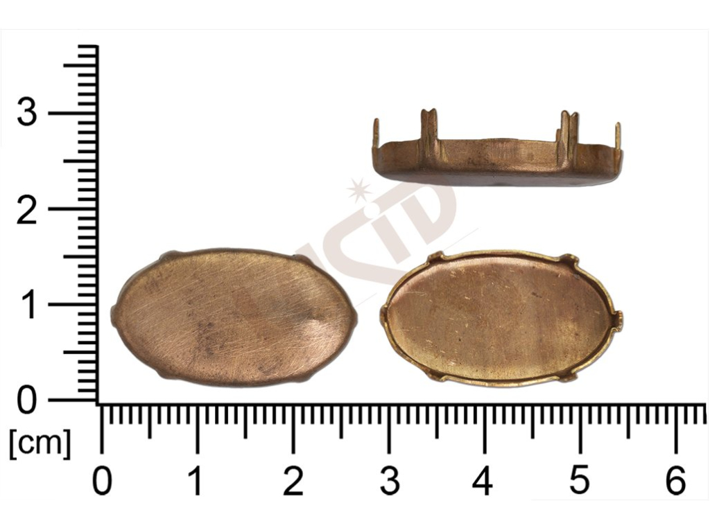 Kotlík ovál, kámen 24.0x14.0mm, plochý, se dnem, s krapnami