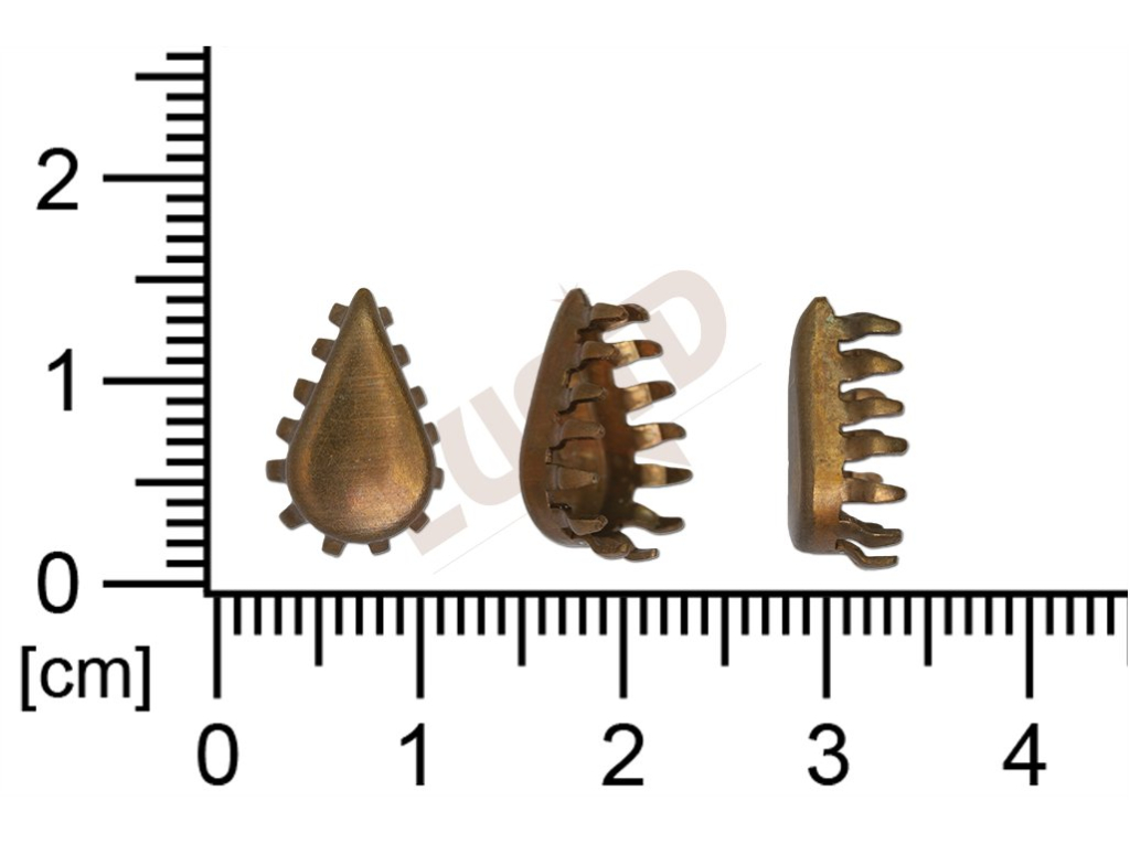 Kotlík, hruška, kámen 13.0x7.8mm, plochý, se dnem, s krapnami